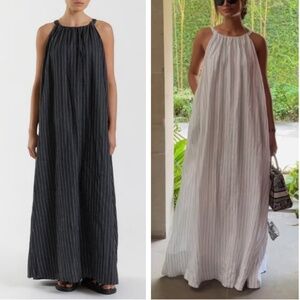 DISSH Striped Halter Maxi Dress in Black and White